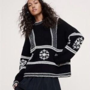 Banana Republic Black and White Fair Isle Sweater